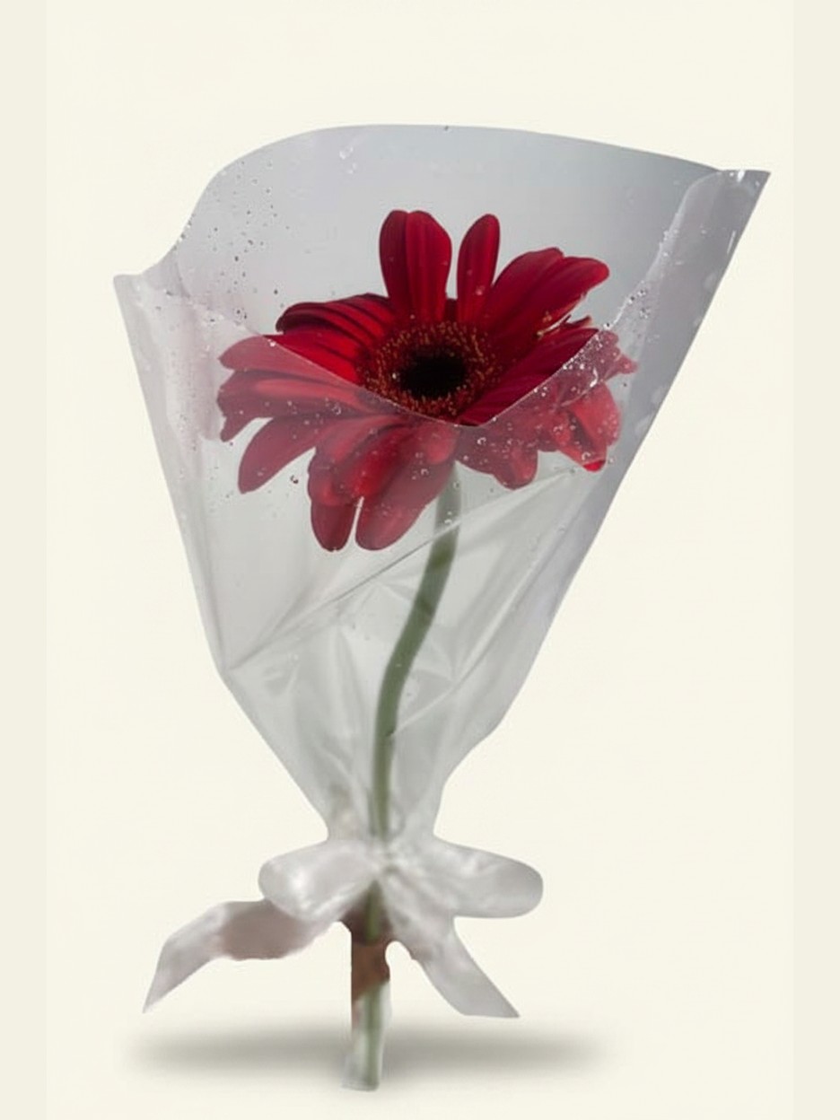 Gerbera en celofan · CE-42 — Florería Mely Flor