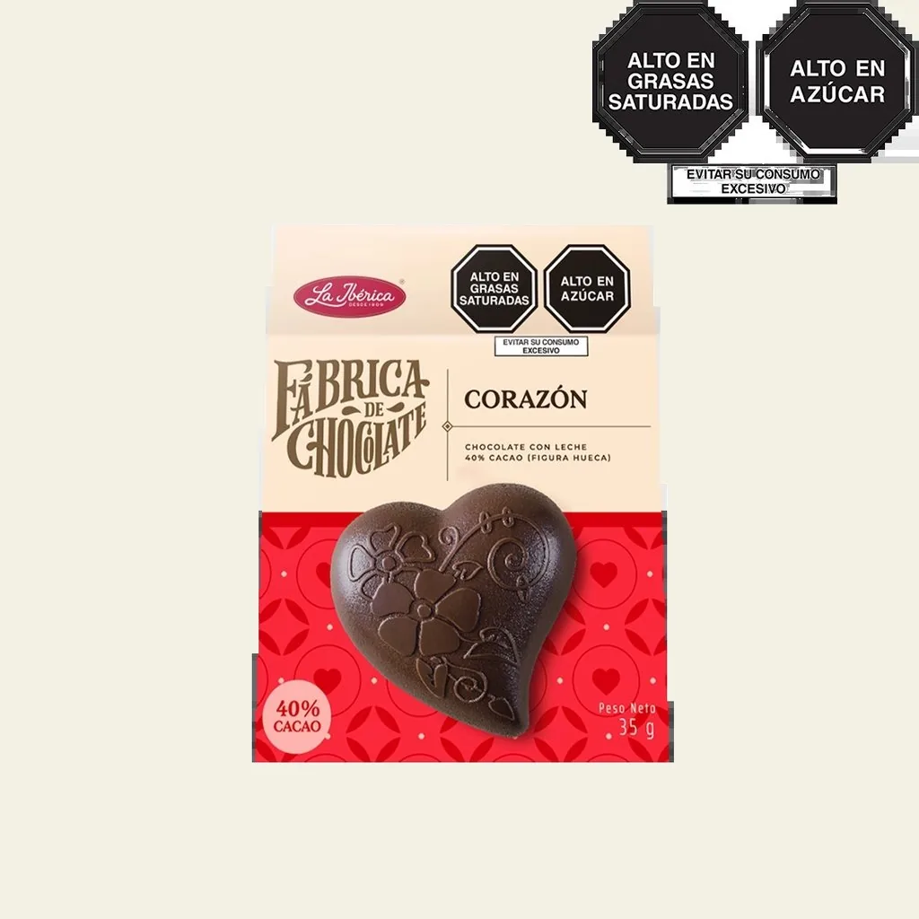 Corazoncito La Ibérica · chocolate con leche 40% cacao, figura hueca