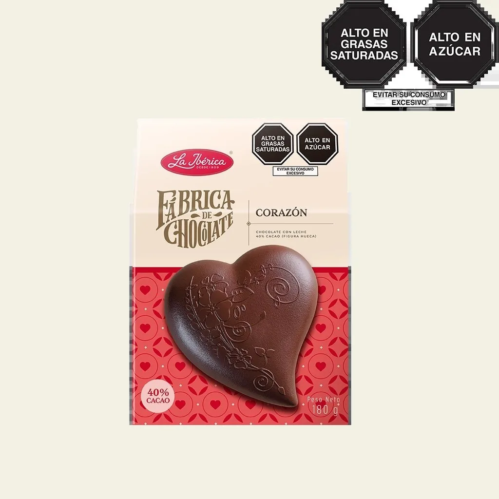 Corazones La Ibérica · chocolate con leche 40% cacao 140g, figura hueca