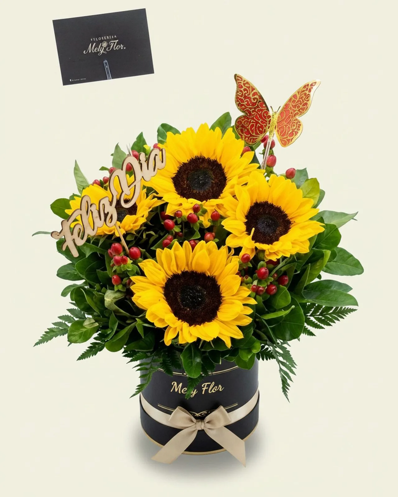Arreglo Mi luz en box con girasoles · Mely Flor