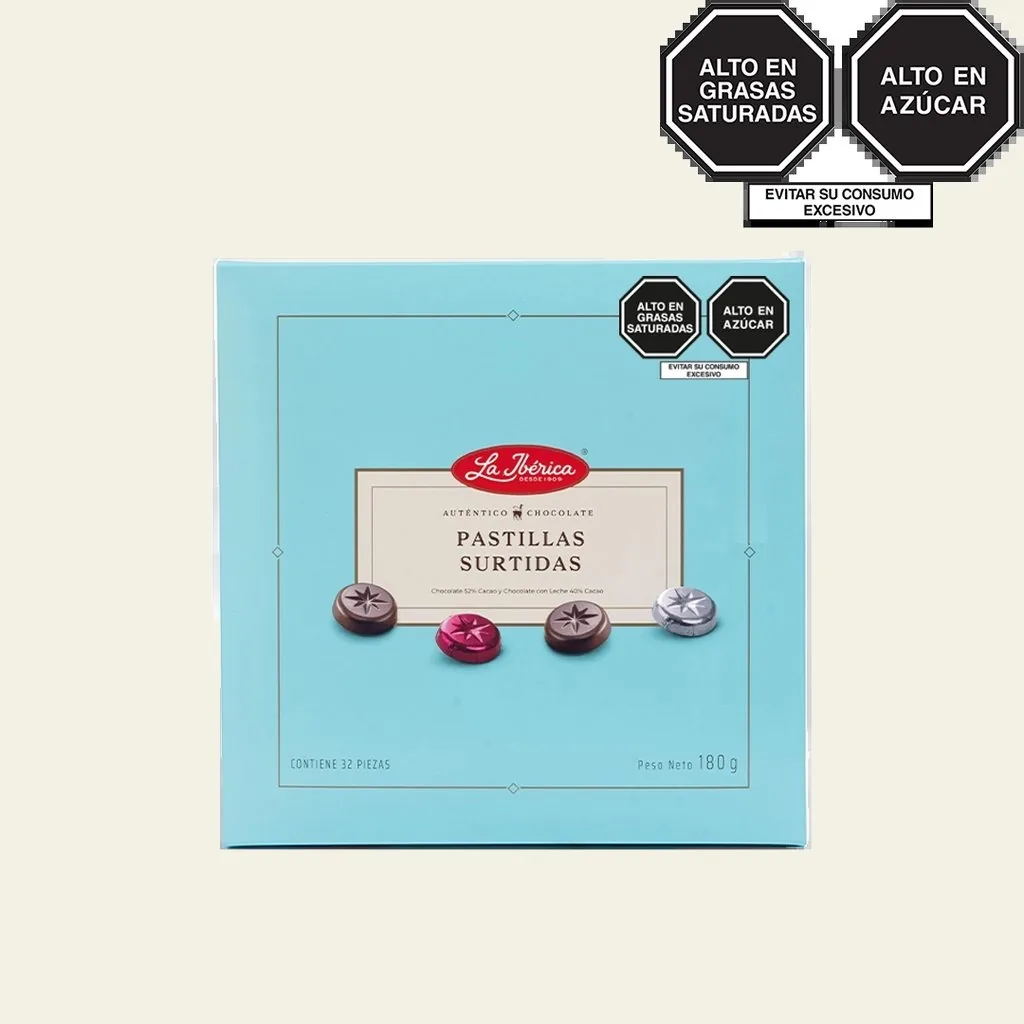 Pastillas surtidas La Ibérica 180g · chocolate 52% + leche 40%